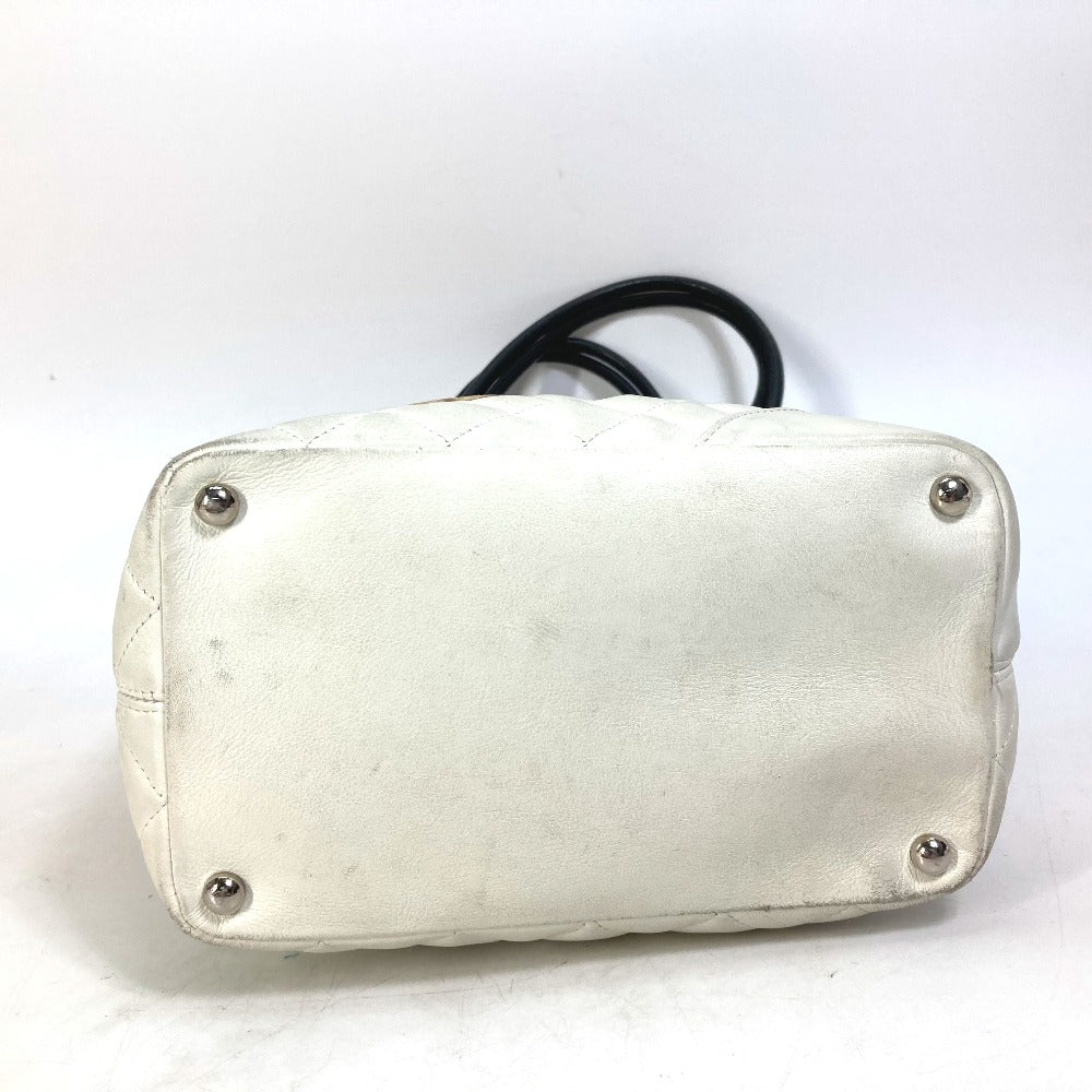 CHANEL Tote Bag A25167 lambskin white Cambon line CC COCO Mark Women Used