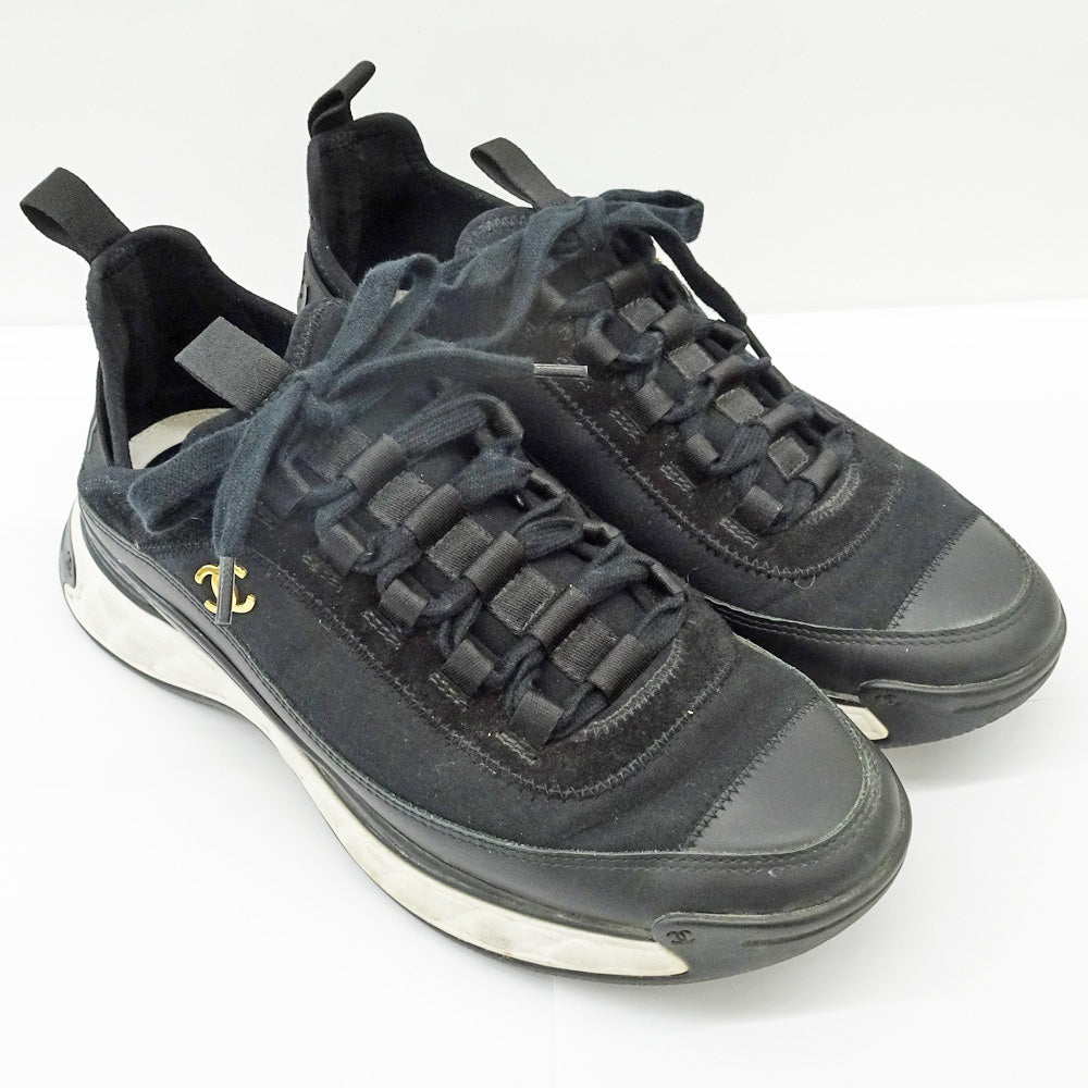 CHANEL G35617 39 COCOMARK CC LOGO SHEEDCARF SKIN BLACK FASHION APAREL LADY WOMEN SHOES BAG