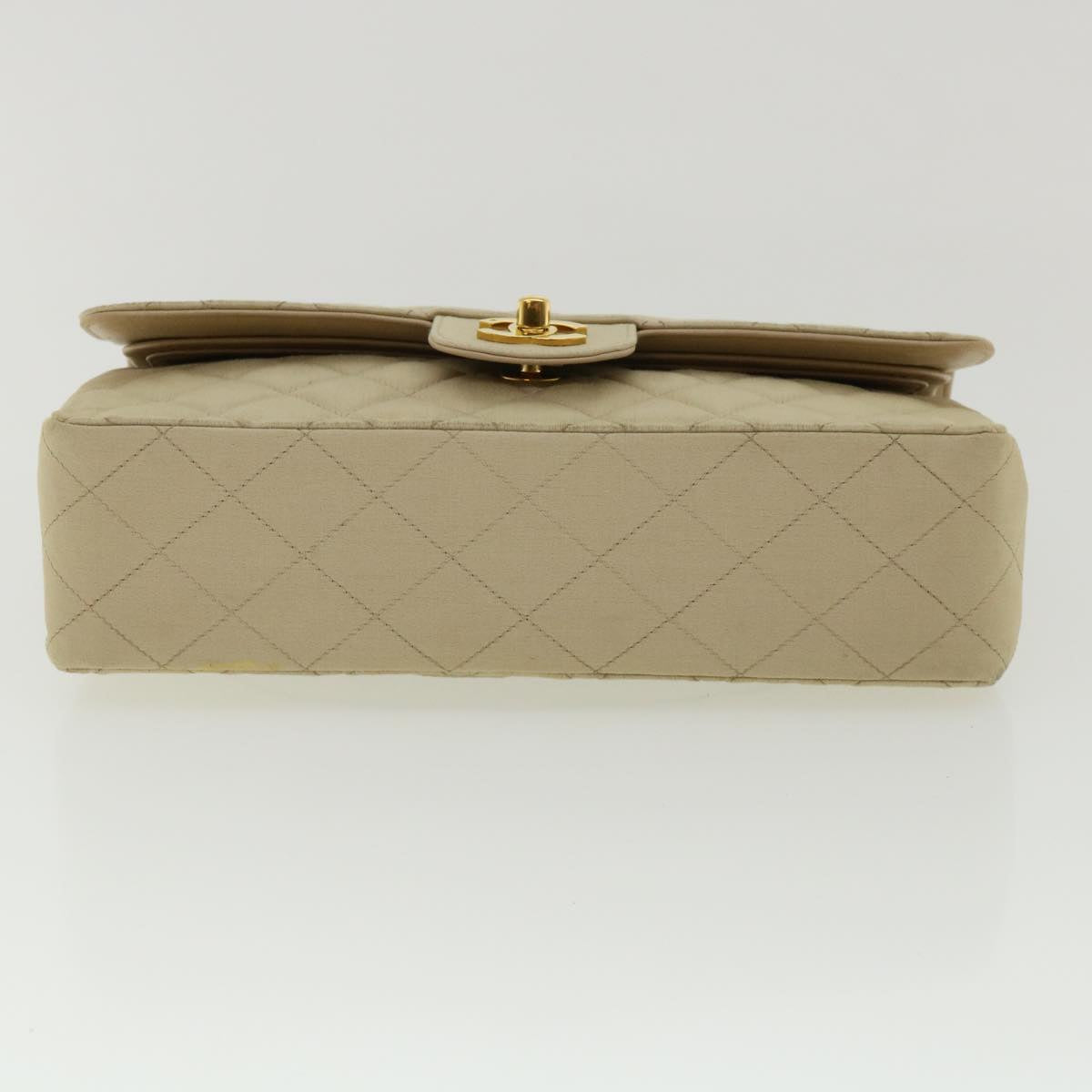 Top Quality Chanel Matelasse 25 Turn Lock Chain Shoulder Bag Satin Beige CC Auth 32604