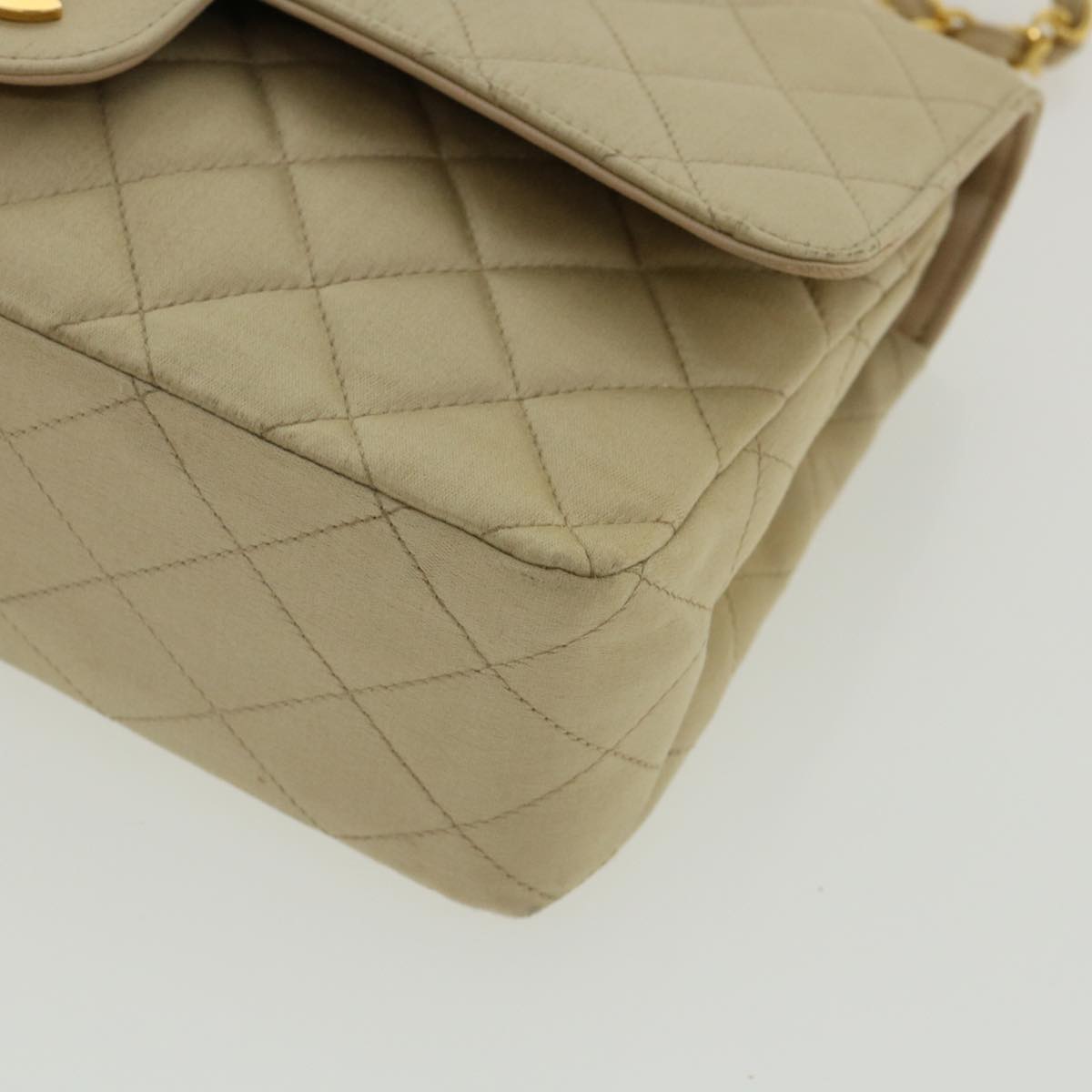 Top Quality Chanel Matelasse 25 Turn Lock Chain Shoulder Bag Satin Beige CC Auth 32604