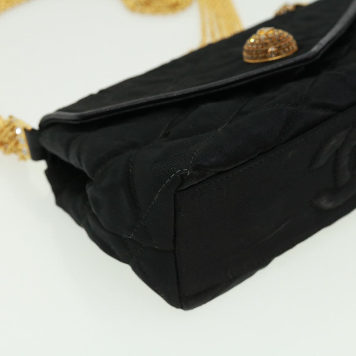 Top Quality Chanel Matelasse Chain stone Shoulder Bag Black CC Auth 32695A