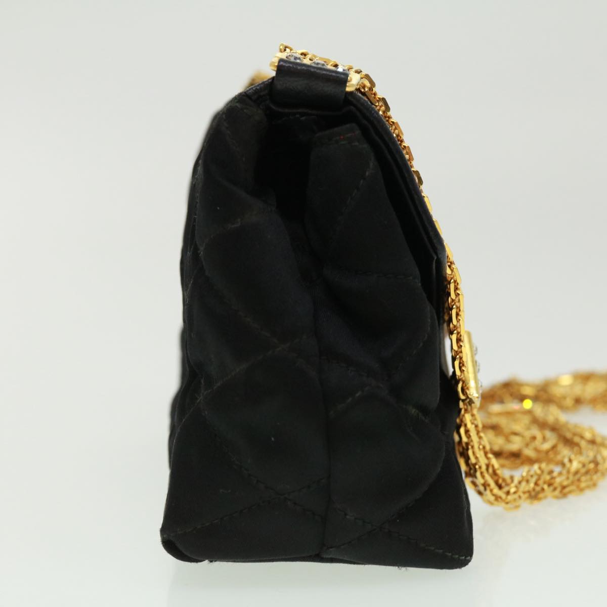 Top Quality Chanel Matelasse Chain stone Shoulder Bag Black CC Auth 32695A