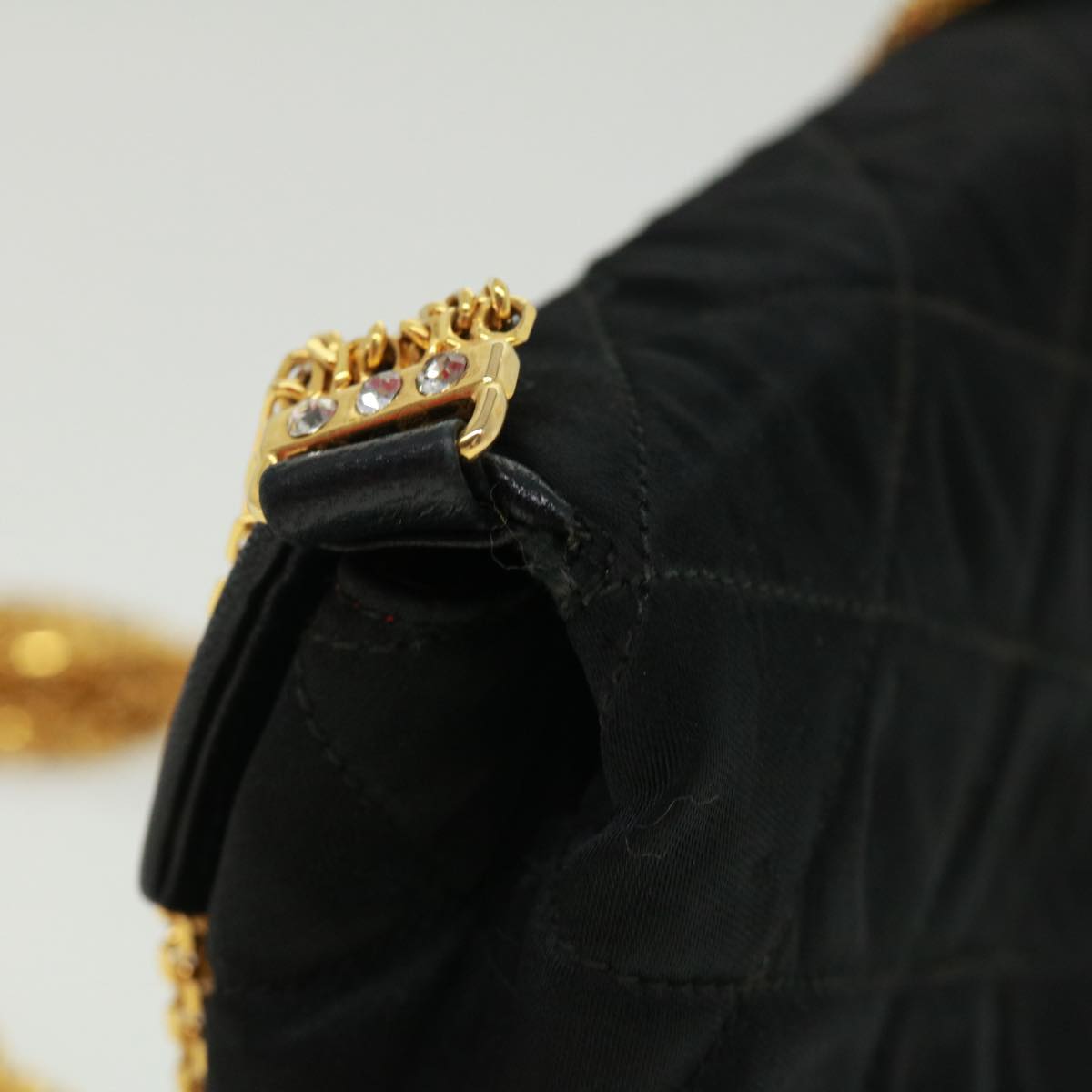 Top Quality Chanel Matelasse Chain stone Shoulder Bag Black CC Auth 32695A