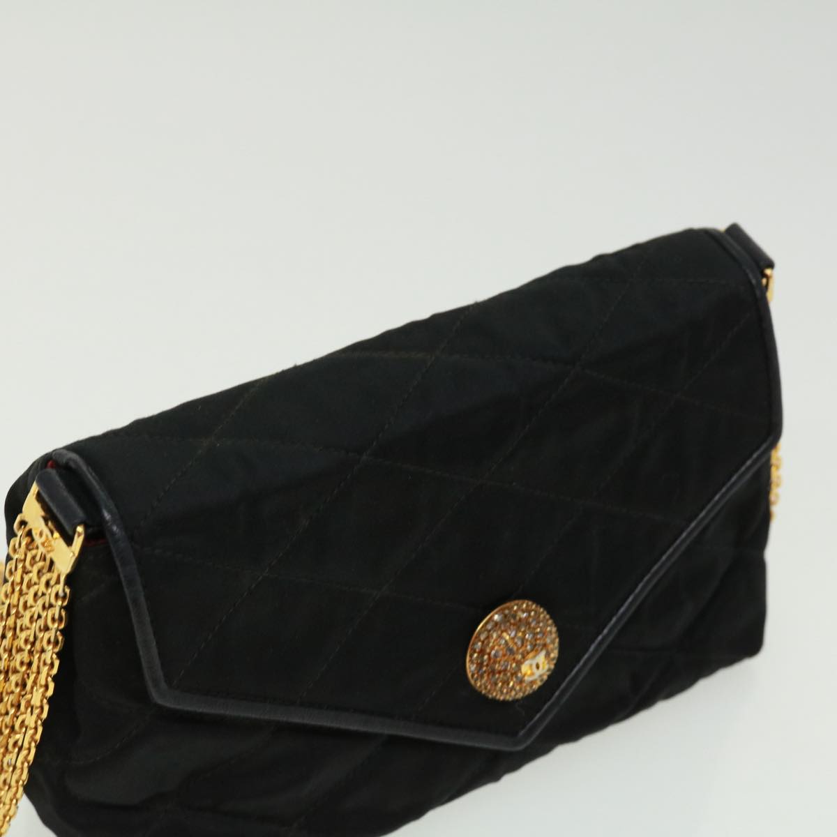 Top Quality Chanel Matelasse Chain stone Shoulder Bag Black CC Auth 32695A