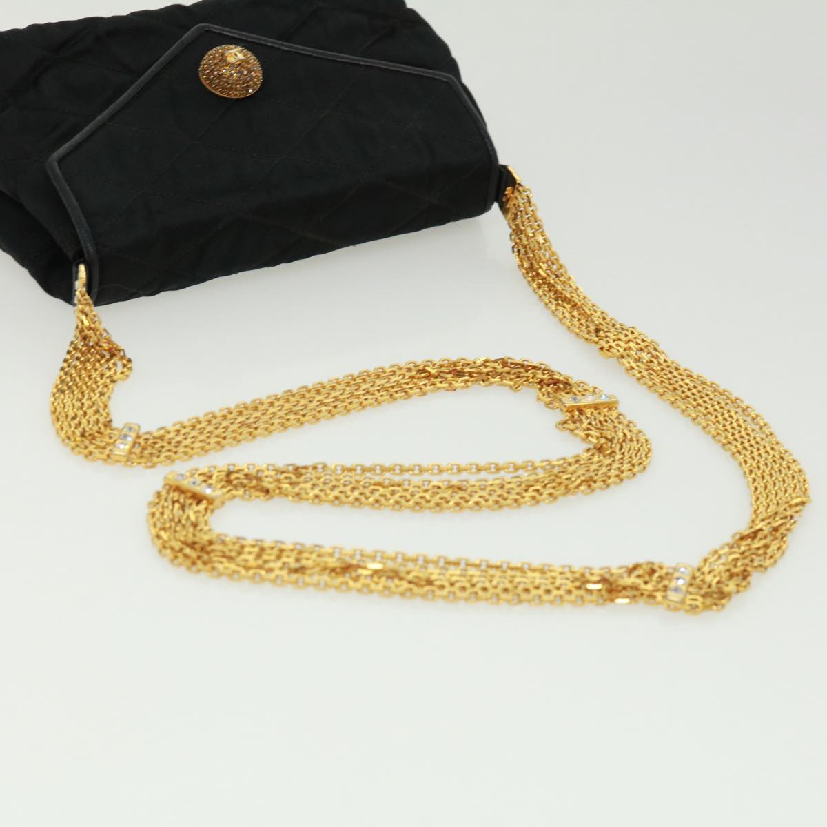 Top Quality Chanel Matelasse Chain stone Shoulder Bag Black CC Auth 32695A