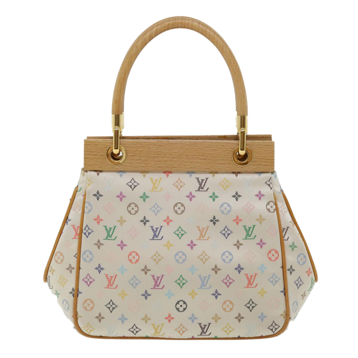 LOUIS VUITTON Monogram Multicolor Abelia Hand Bag Satin White M92936 LV 32798A