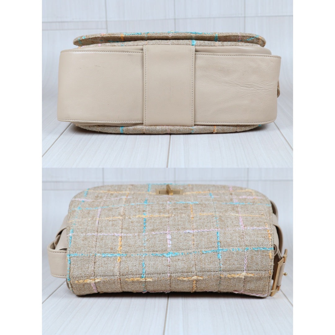 Good ( Rank AB)｜ CHANEL Canvas Lamb Leather Weave 2.55 Shoulder Bag｜S24053101
