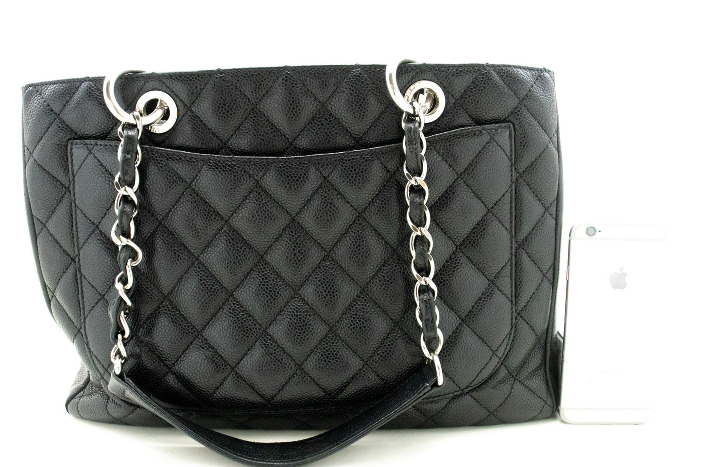 CHANEL Caviar GST 13" Grand Shopping Tote Chain Shoulder Bag Black