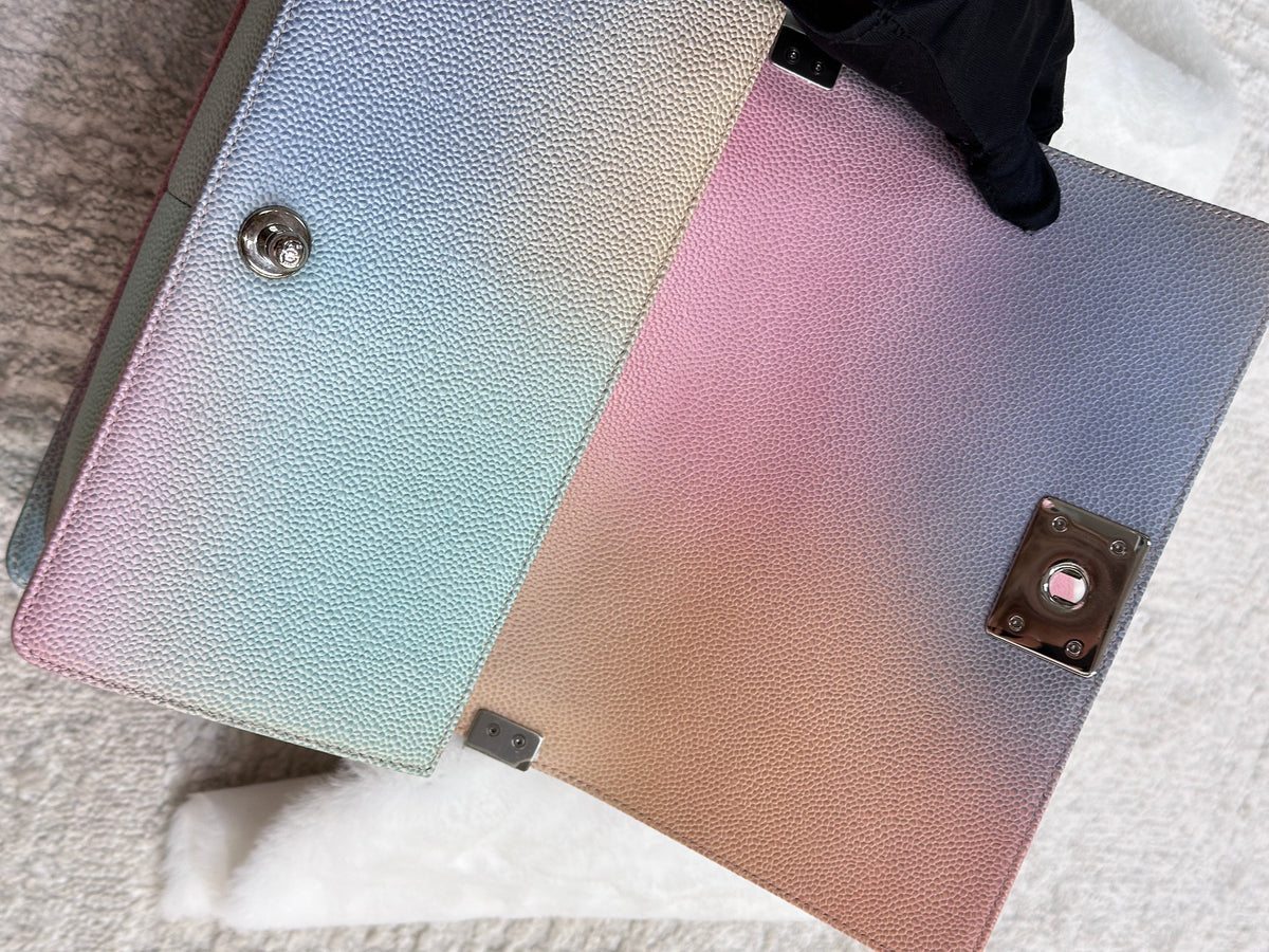 Chanel Rainbow Qulited Caviar Boy Bag Medium