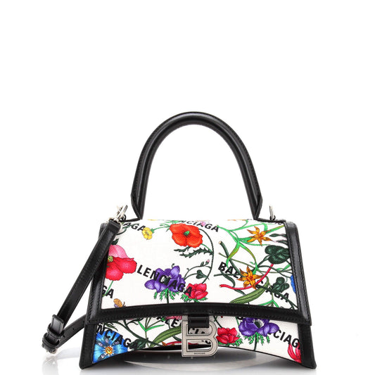 Gucci x Luxury Balenciaga  The Hacker Project Hourglass Top Handle Bag Flora Canvas Small