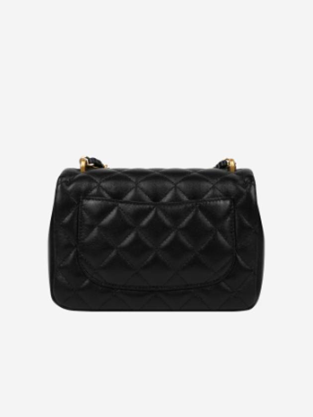 Gold Mini Shiny Lambskin Flap Cross Bag Black Chanel