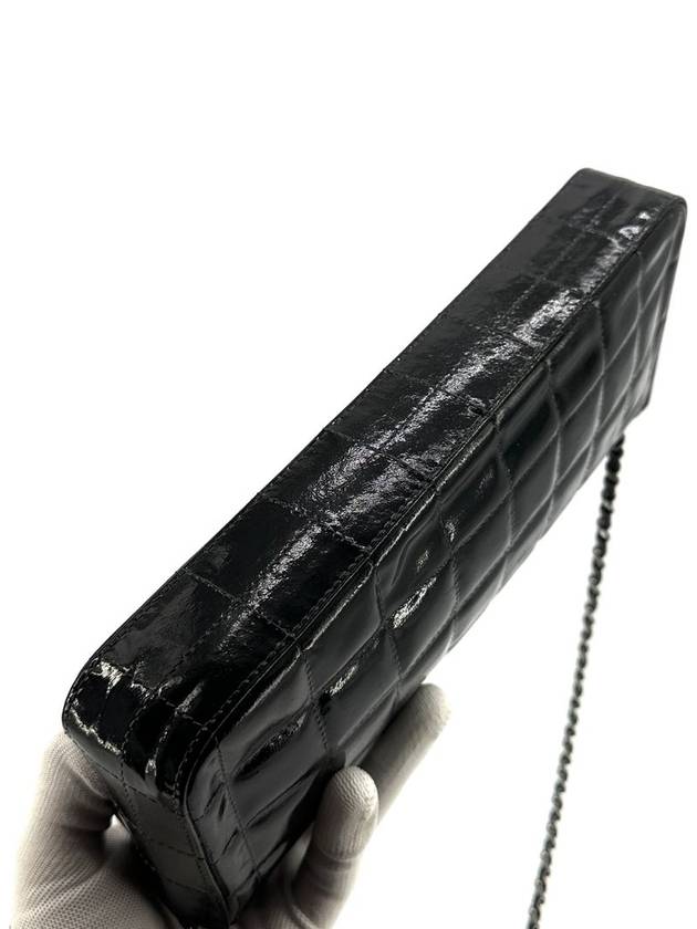 Patent chocolate bar shoulder bag Chanel