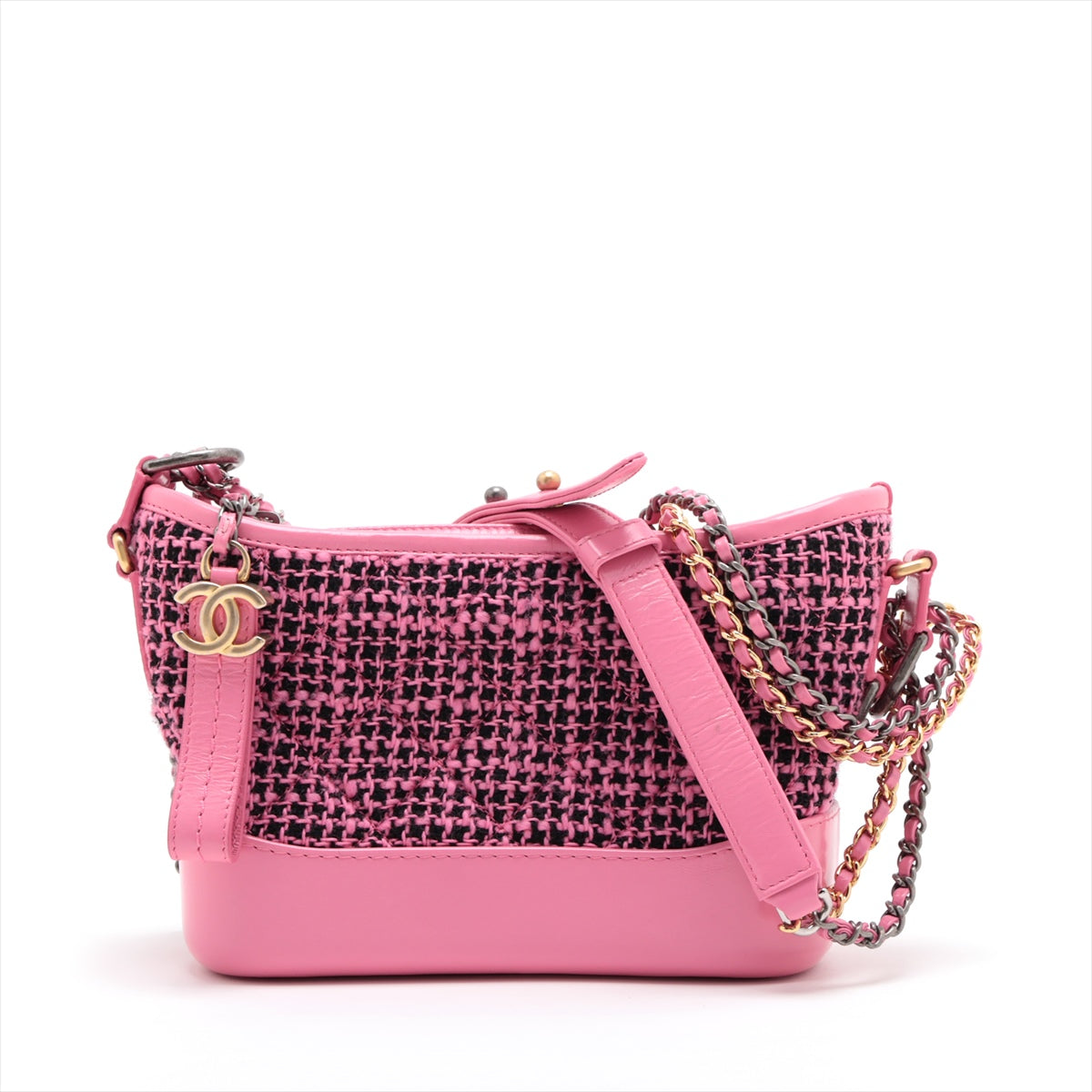 Chanel Gabriel Du Chanel Tweed Chain Shoulder Bag Pink G  Silver Gold 28th