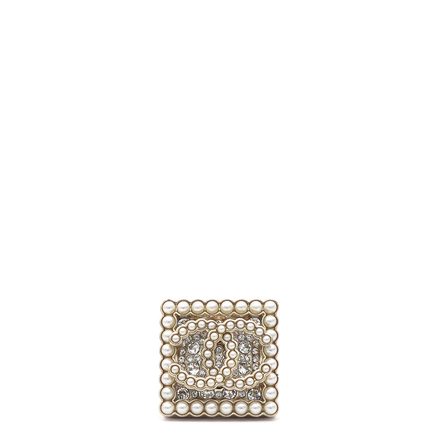 Chanel Crystal CC Ring Pearl Gold 52