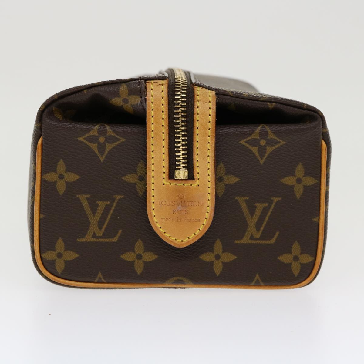 LOUIS VUITTON Monogram Trousse Patte Pression Cosmetic Pouch M47636 Auth 33046