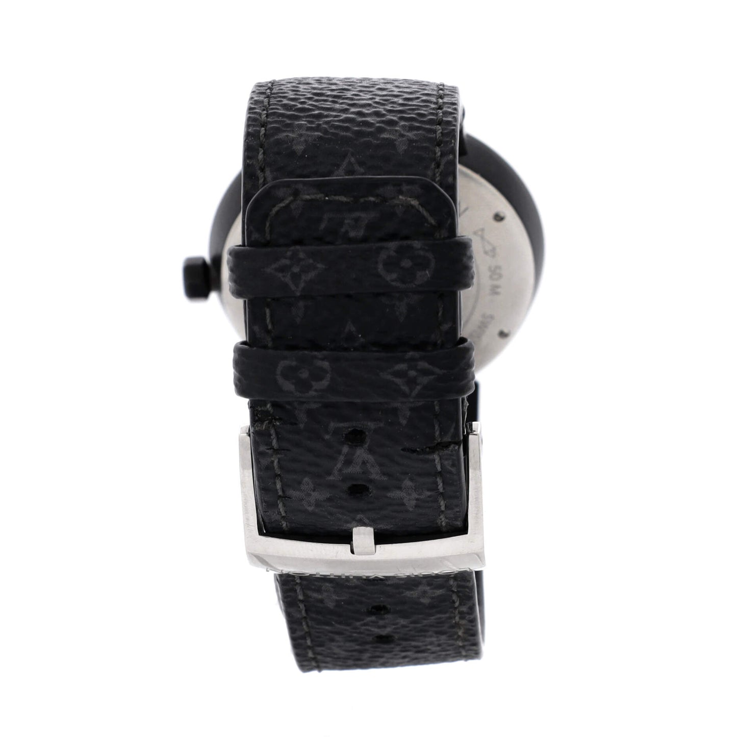 Tambour Slim Rainbow Quartz Watch Stainless Steel and Monogram Eclipse Canvas 39