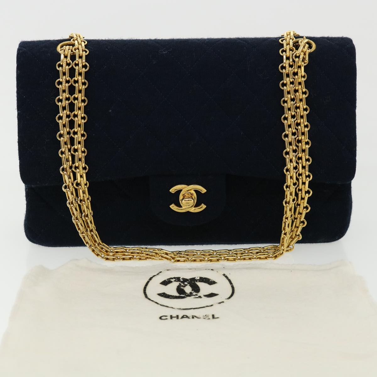 Top Quality Chanel Matelasse 25 Shoulder Bag cotton Black CC Auth 33162