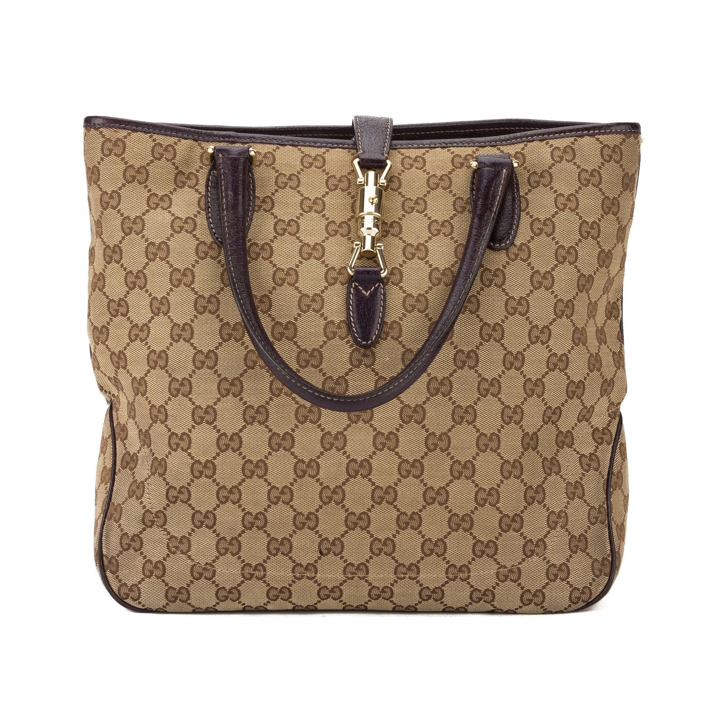 G*G Beige and Purple GG Supreme Tote Bag (Pre Owned)