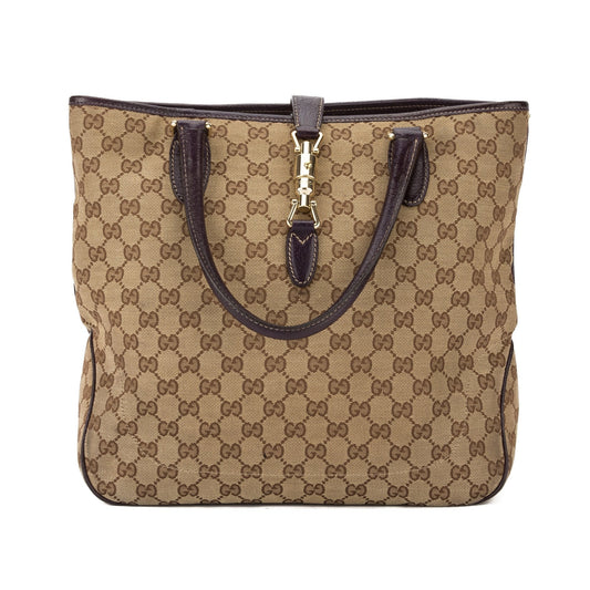 G*G Beige and Purple GG Supreme Tote Bag (Pre Owned)