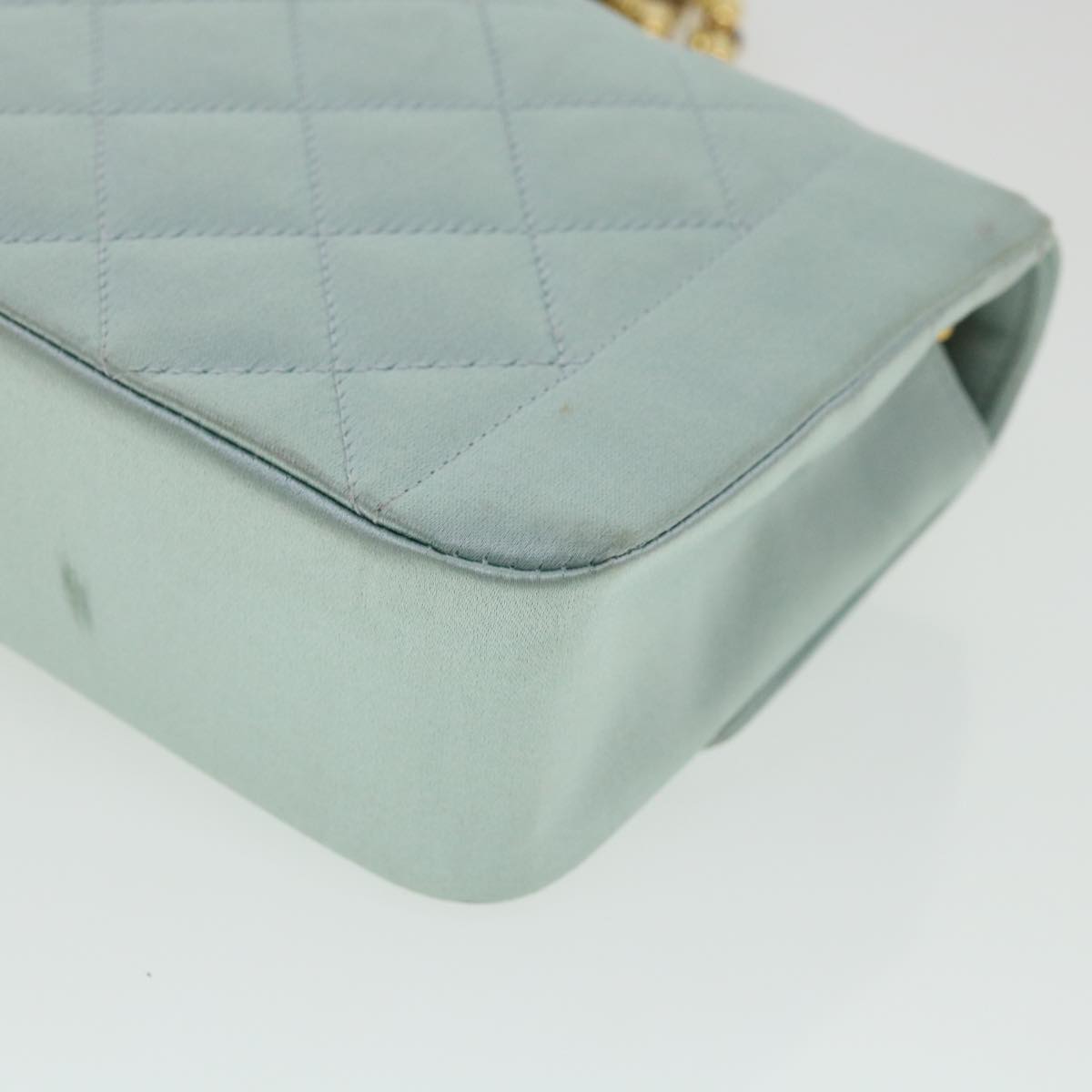 Top Quality Chanel Diana Matelasse Shoulder Bag Satin Light Blue CC Auth 33325A