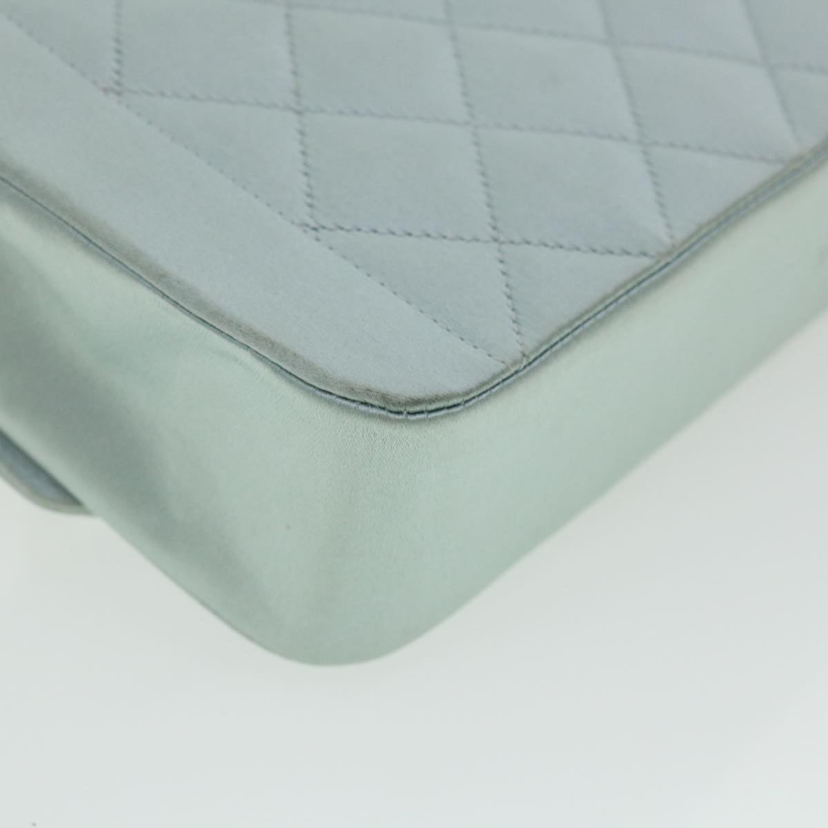 Top Quality Chanel Diana Matelasse Shoulder Bag Satin Light Blue CC Auth 33325A