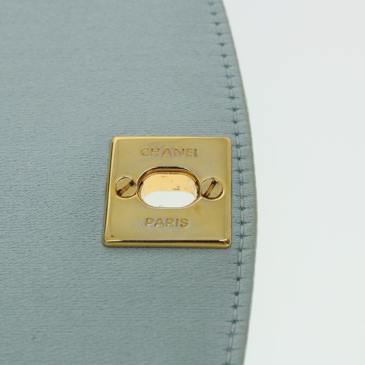 Top Quality Chanel Diana Matelasse Shoulder Bag Satin Light Blue CC Auth 33325A