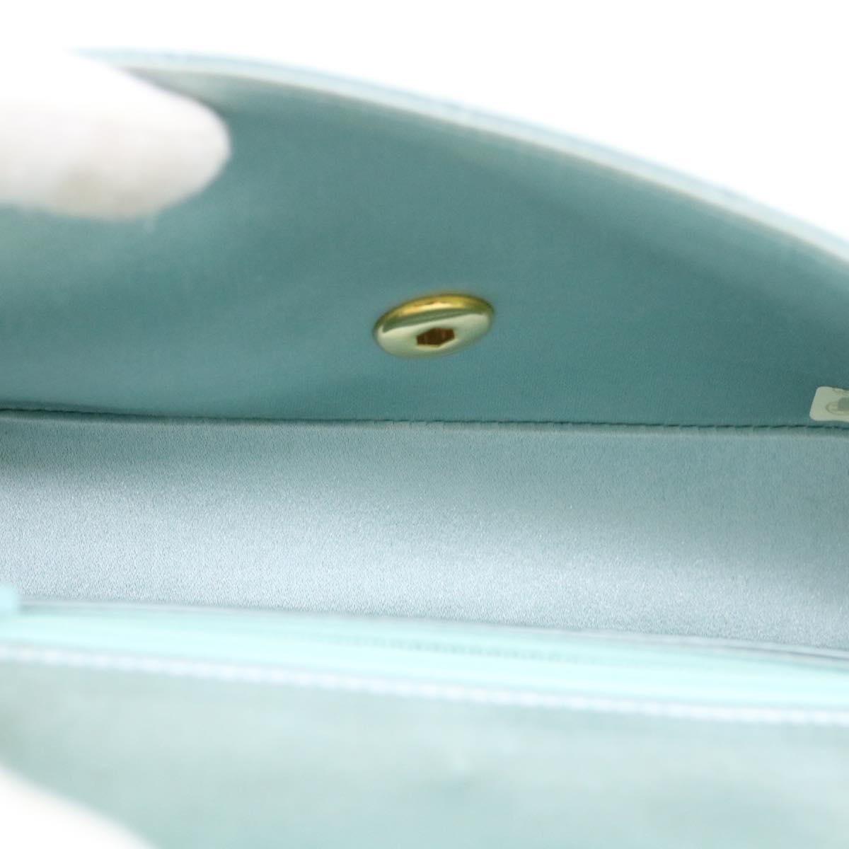 Top Quality Chanel Diana Matelasse Shoulder Bag Satin Light Blue CC Auth 33325A