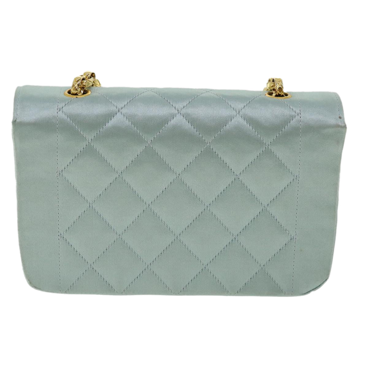 Top Quality Chanel Diana Matelasse Shoulder Bag Satin Light Blue CC Auth 33325A