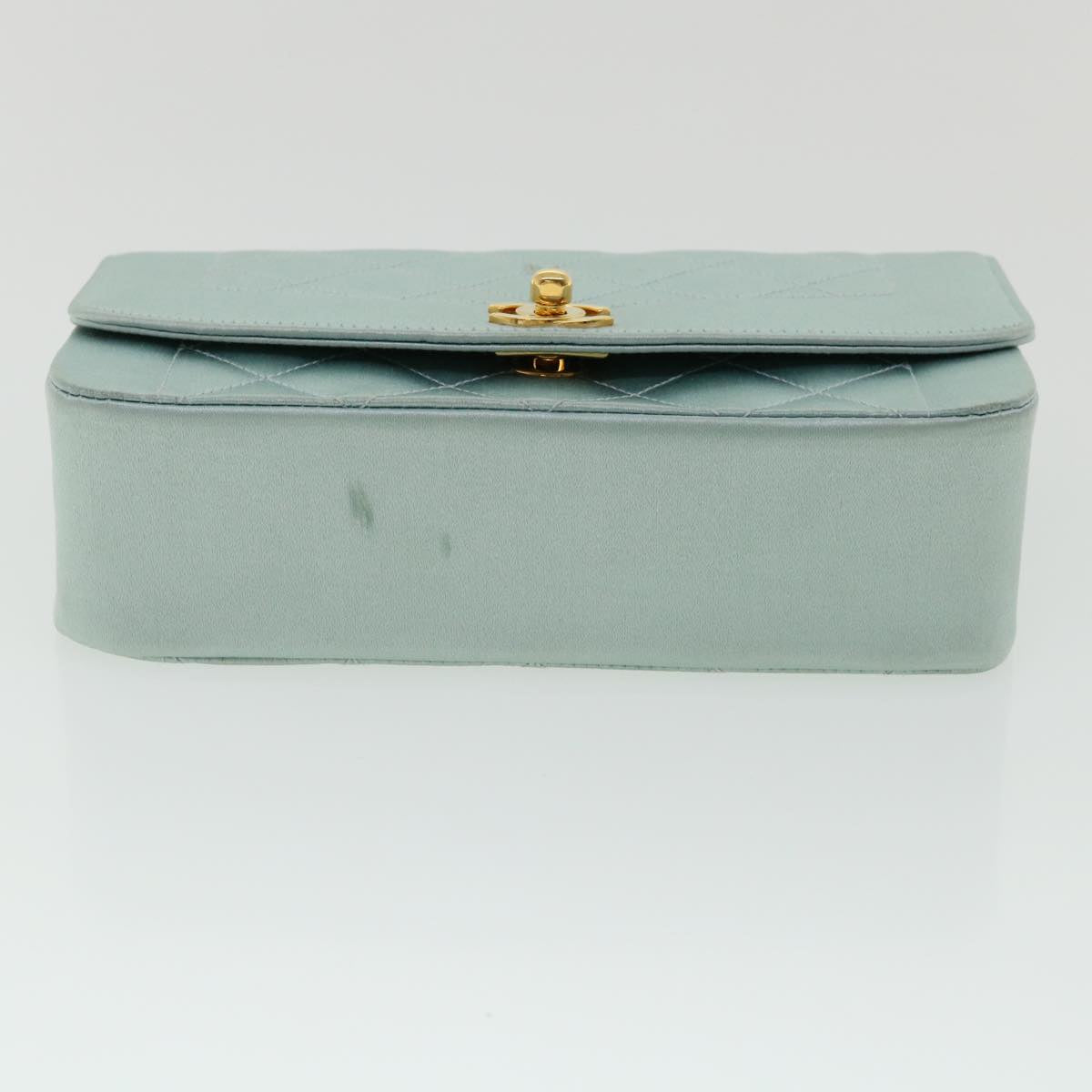Top Quality Chanel Diana Matelasse Shoulder Bag Satin Light Blue CC Auth 33325A