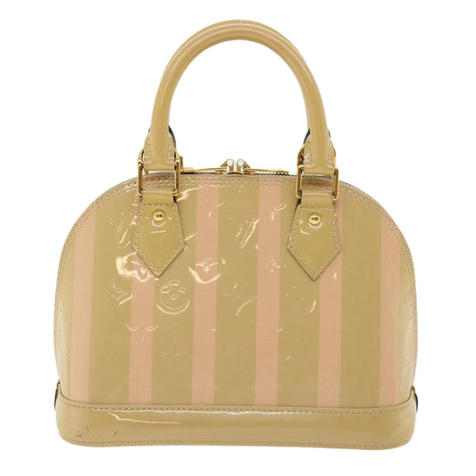 LOUIS VUITTON Monogram Vernis Rayure Alma BB Hand Bag Beige M90970 Auth 33326A
