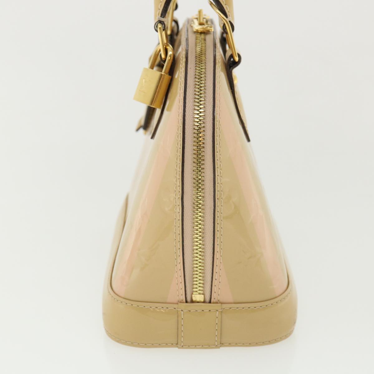 LOUIS VUITTON Monogram Vernis Rayure Alma BB Hand Bag Beige M90970 Auth 33326A