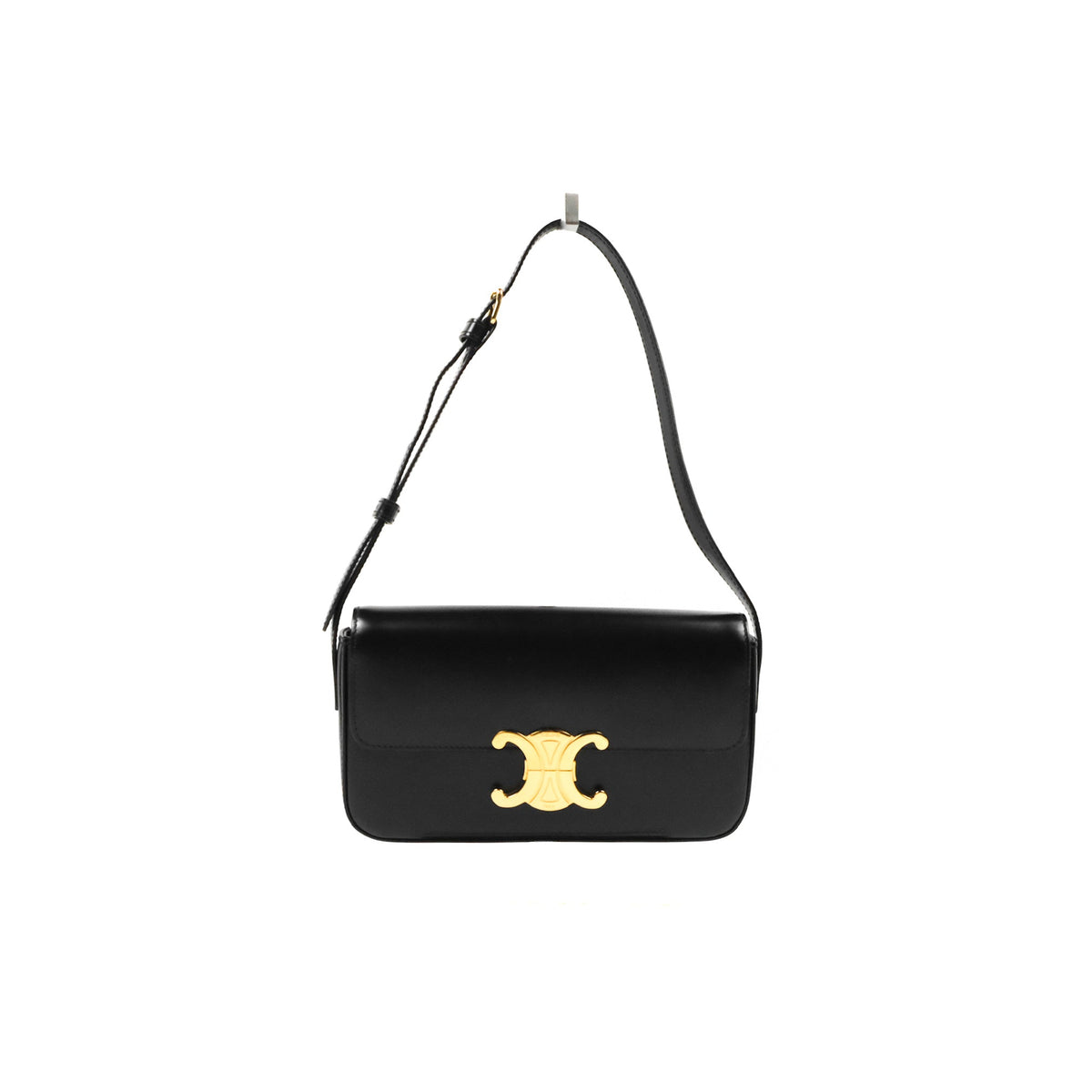 Celine Triomphe Shoulder Bag Black Calfskin