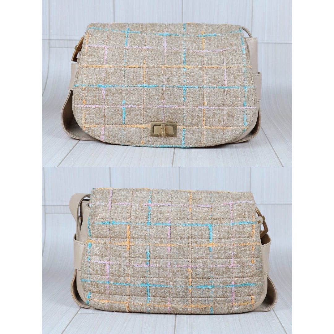 Good ( Rank AB)｜ CHANEL Canvas Lamb Leather Weave 2.55 Shoulder Bag｜S24053101