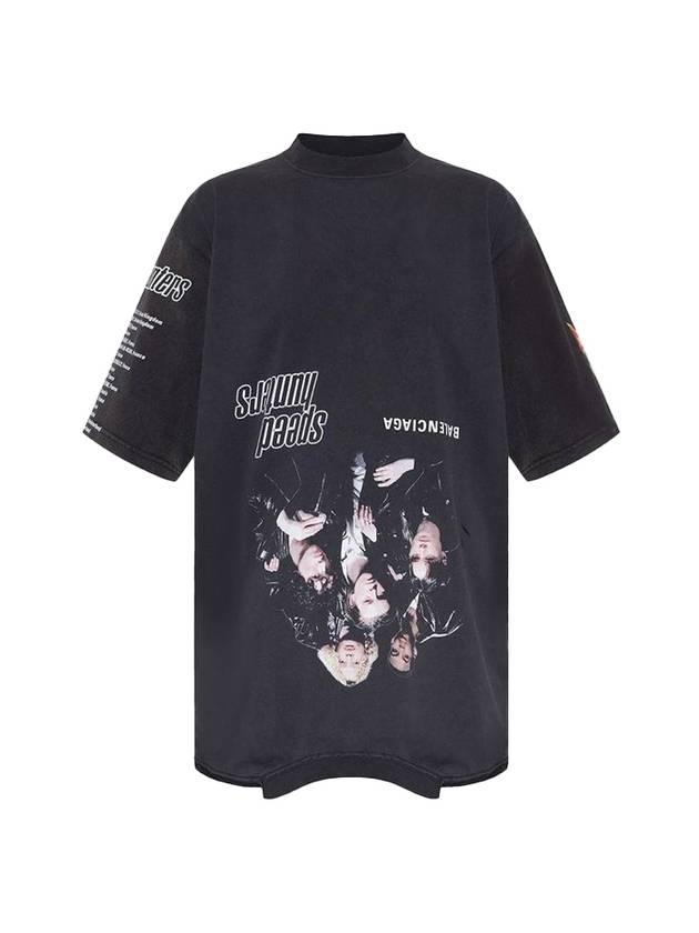 Luxury Balenciaga  Speed Hunter Upside Down Oversized Short Sleeve T-shirt Black