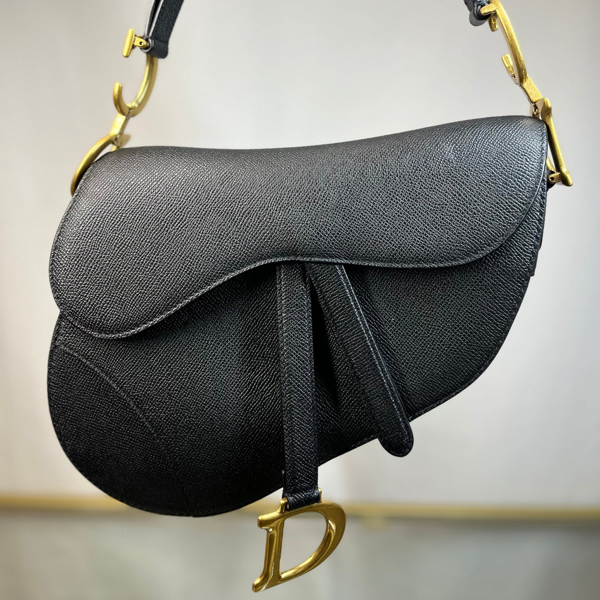 Dior Leather Saddle Bag Black