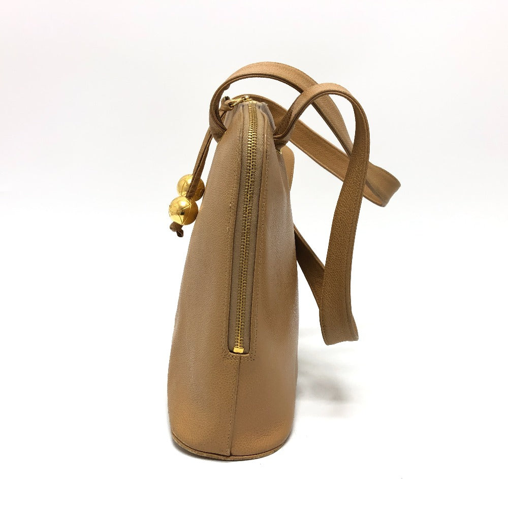 CHANEL Tote Bag Caviar skin beige Coco ball COCO Mark Women Used