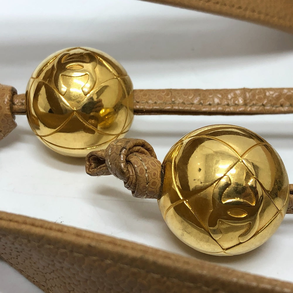 CHANEL Tote Bag Caviar skin beige Coco ball COCO Mark Women Used