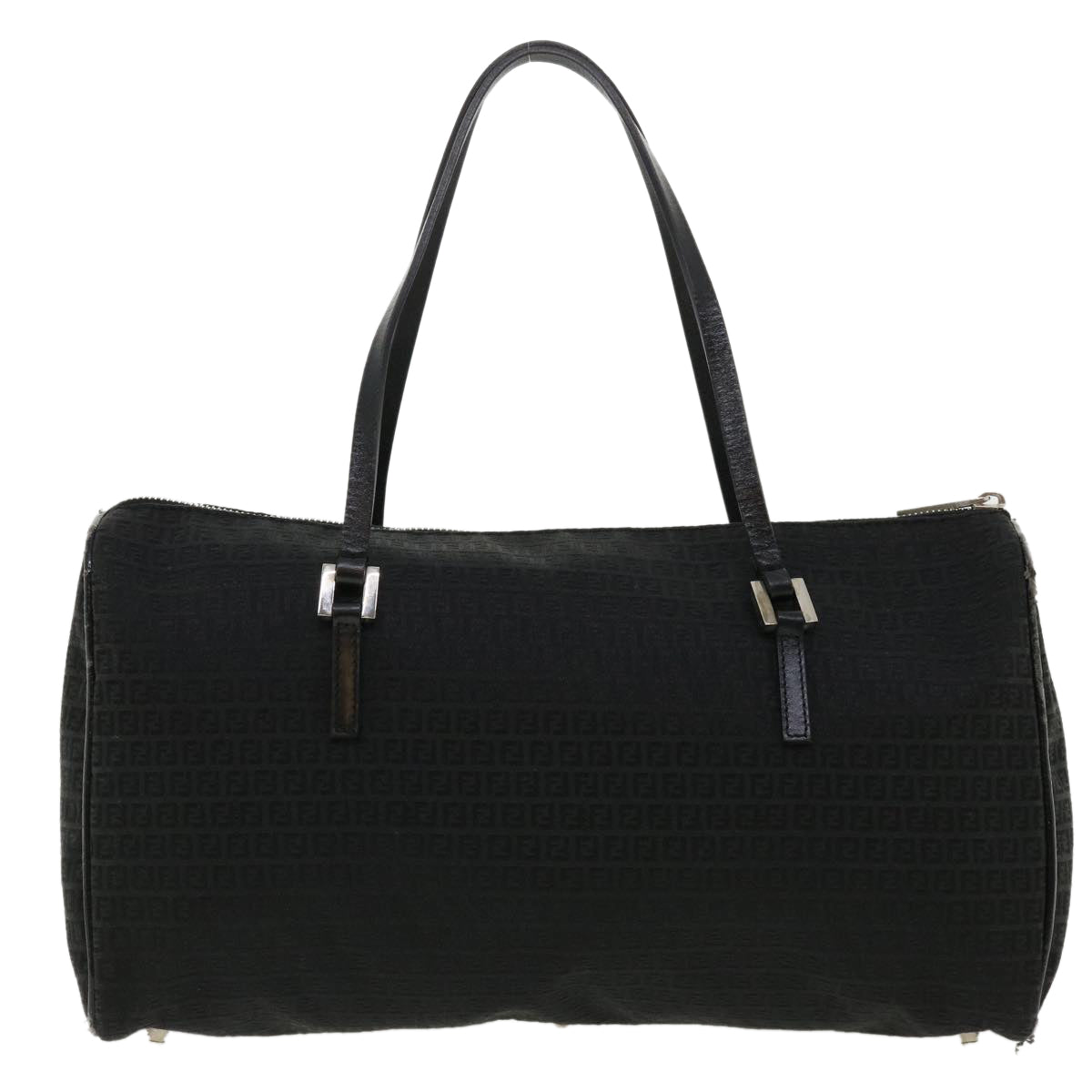 FENDI Zucchino Canvas Hand Bag Black Auth 33935
