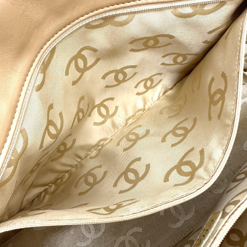 CHANEL Tote Bag Calfskin beige Wild stitch Women Used