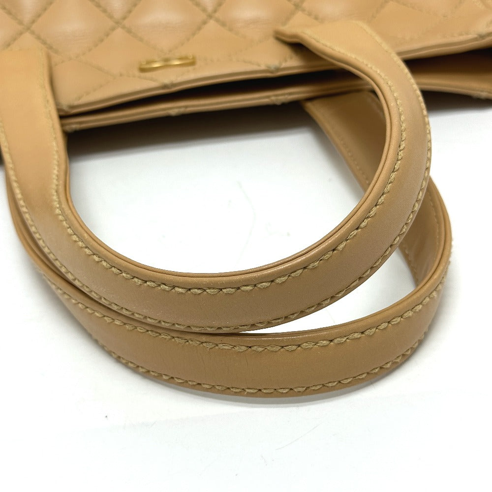 CHANEL Tote Bag Calfskin beige Wild stitch Women Used