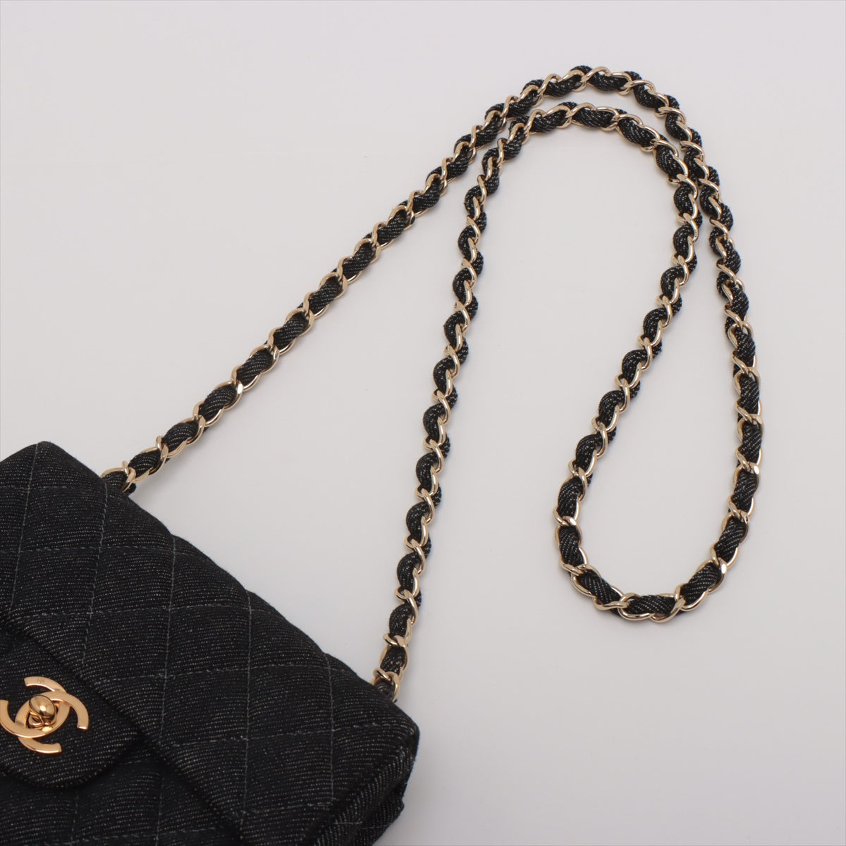 Chanel Mini Matrace 17 Denim Single Flap Single Chain Bag Black G  5th A35200