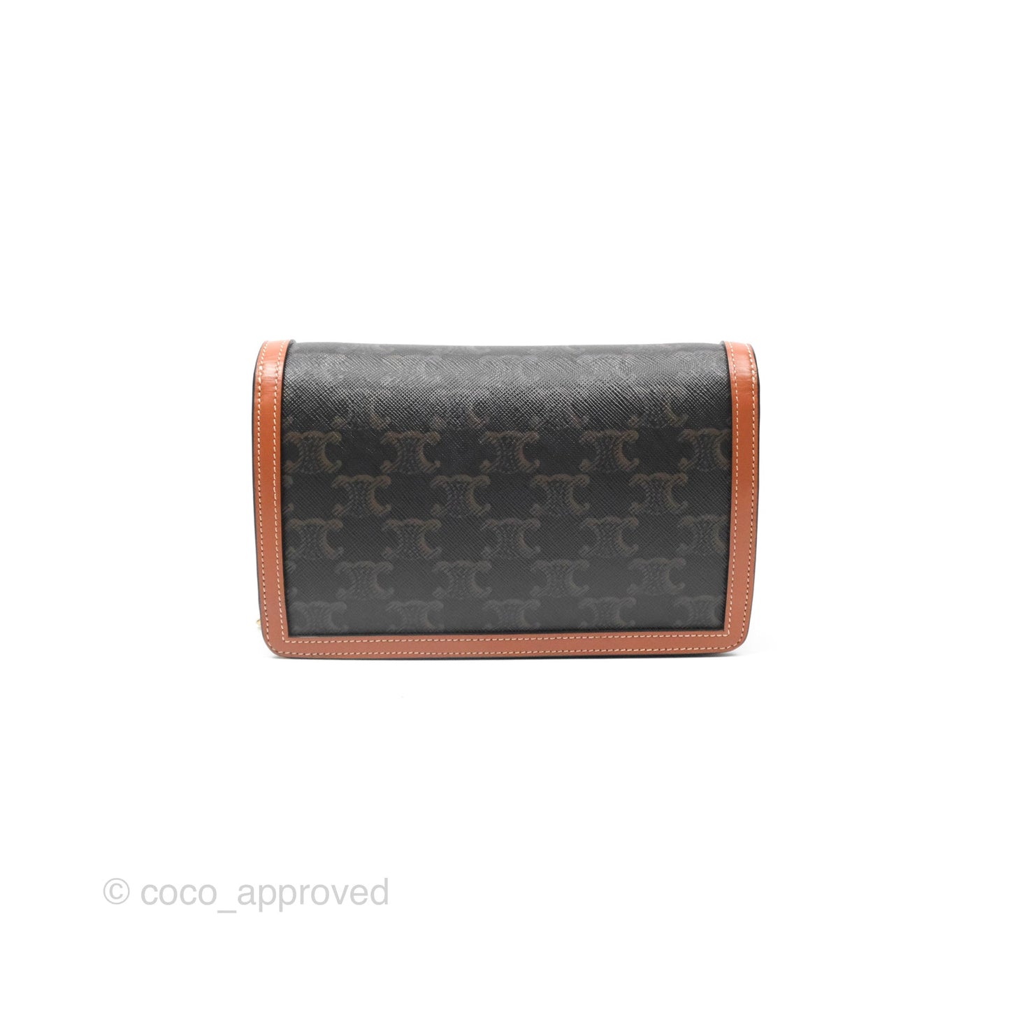 Celine Triomphe Wallet On Chain Canvas Tan Calfskin