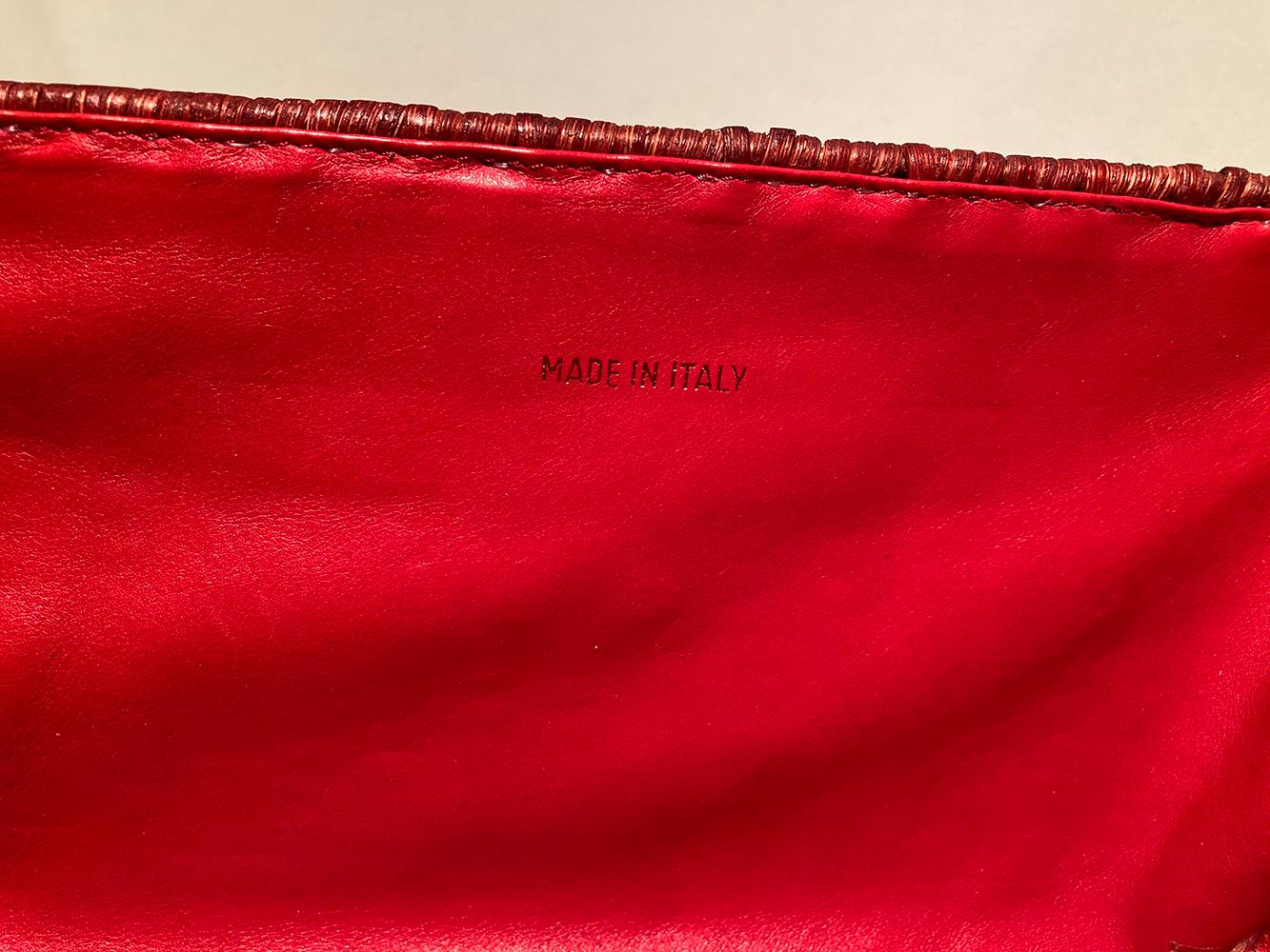 CHANEL Red Wicker Classic Flap Shoulder Bag