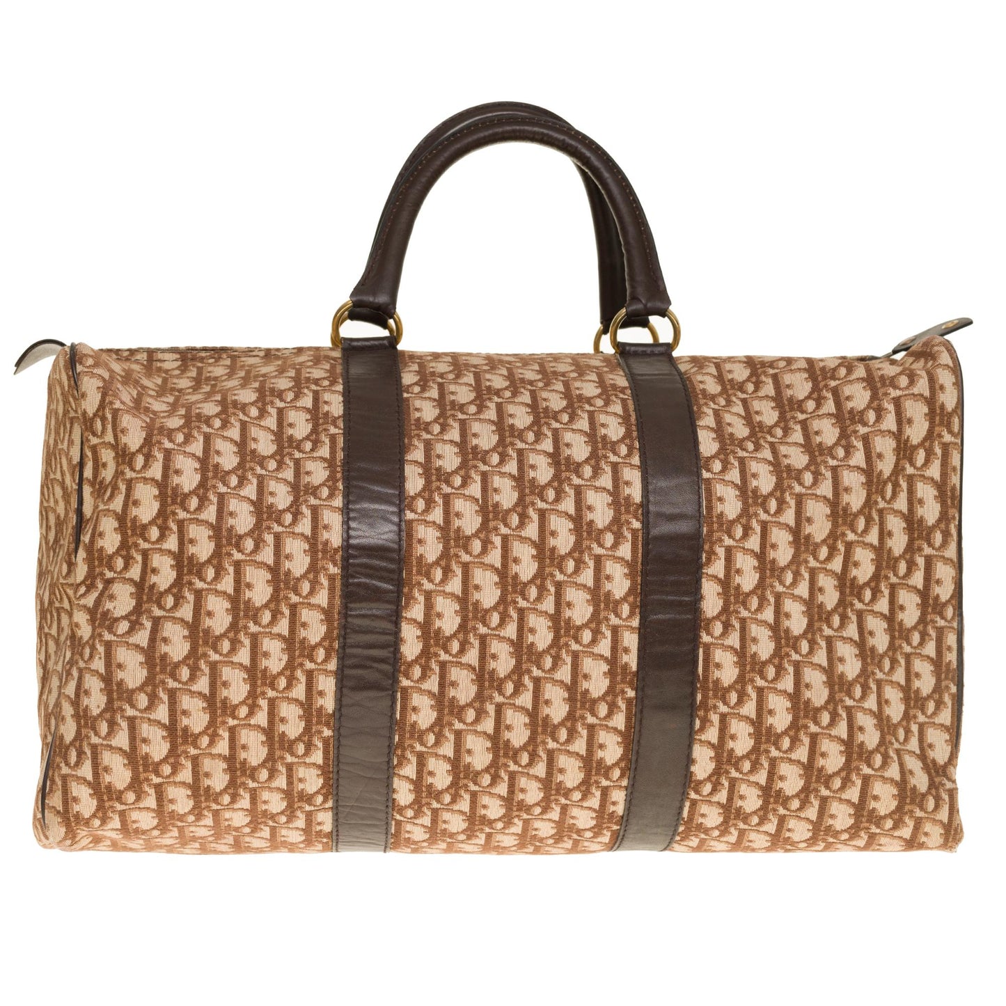 CHRISTIAN DIOR Stunning Travel bag in brown canvas and leather