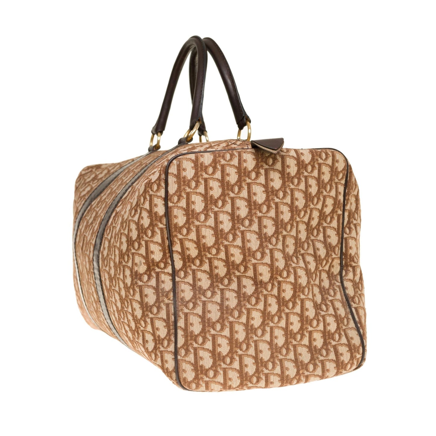 CHRISTIAN DIOR Stunning Travel bag in brown canvas and leather