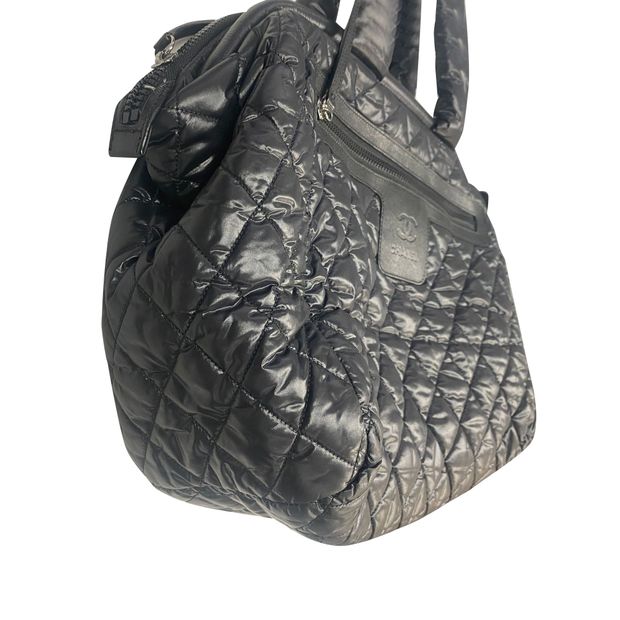 CHANEL Vintage Cocoon Bowling Bag in Black Nylon
