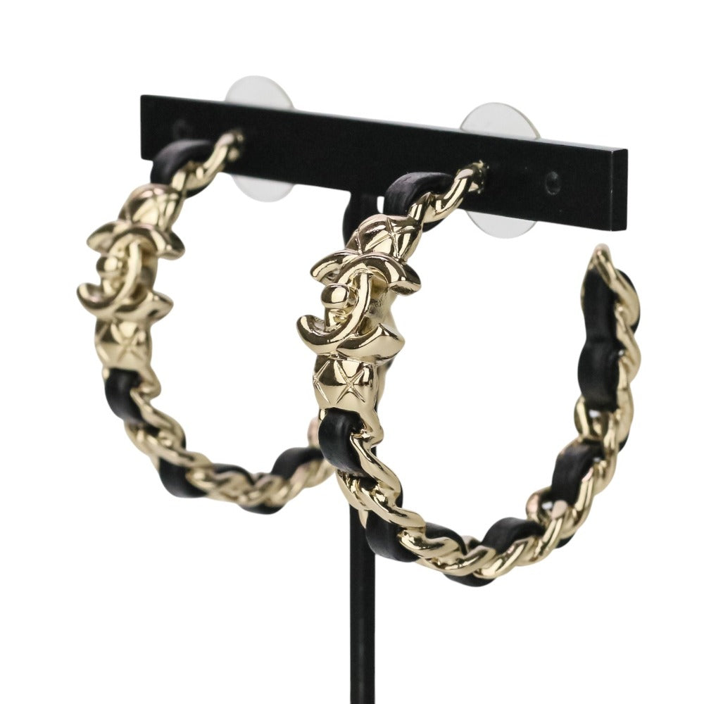 Chanel Coco Mark Turnlock Hoop Earrings