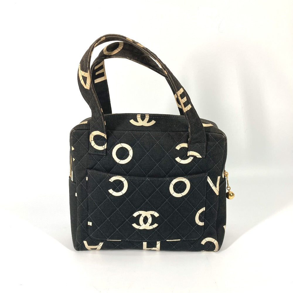 CHANEL Handbag canvas black All-over logo