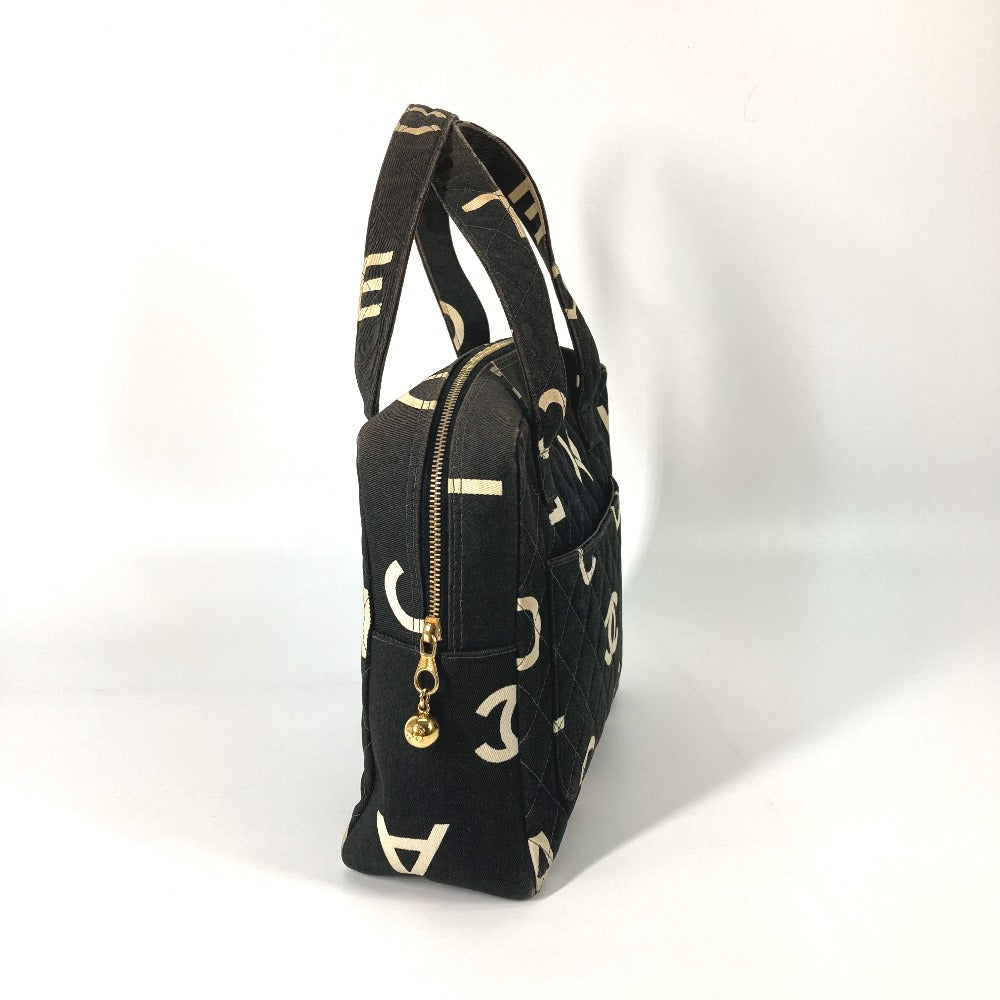 CHANEL Handbag canvas black All-over logo