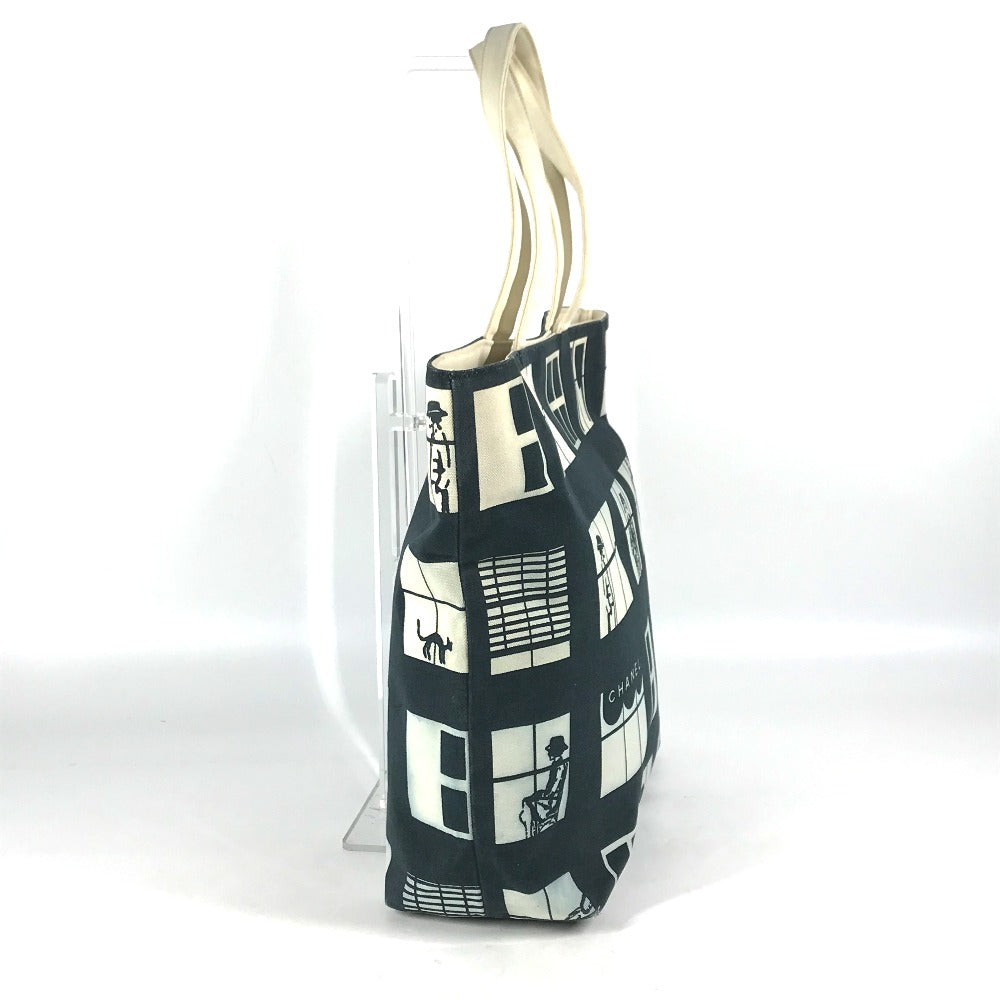 CHANEL Tote Bag canvas black window line logo